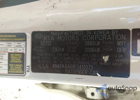 2015 Kia Forte Lx z USA, uszkodzony, nr VIN KNAFK4A6XF5411073